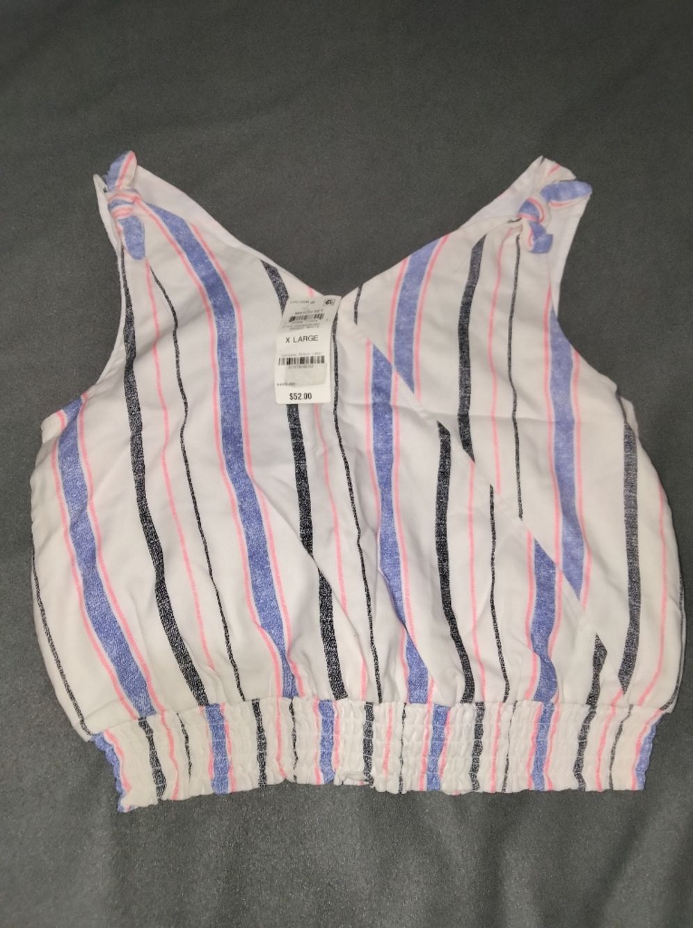 Epic Threads White Cropped Camisole with Blue, Pink & Black Stripes